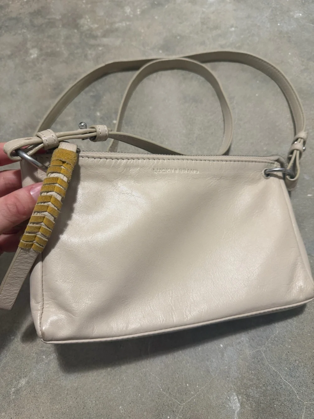 Leather Lucky Brand Crossbody Bag in Light Taupe